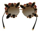 Dolce & Gabbana Gold Metal Frame Roses Embellished Sunglasses - GENUINE AUTHENTIC BRAND LLC  