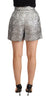 Dolce & Gabbana Silver Floral Brocade High Waist Shorts - GENUINE AUTHENTIC BRAND LLC  