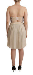 Guess Beige Checkered Pleated A-line Strapless Bustier Dress - GENUINE AUTHENTIC BRAND LLC  