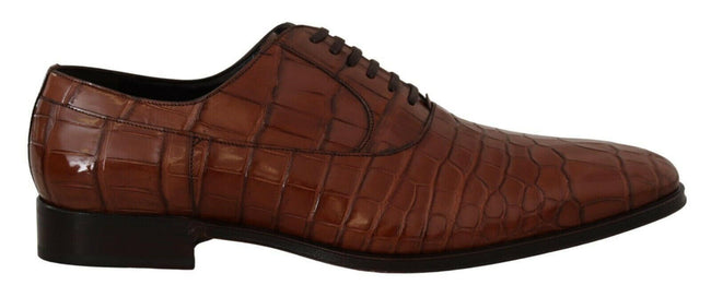 Dolce & Gabbana Brown Crocodile Leather Mens Formal Derby Shoes - GENUINE AUTHENTIC BRAND LLC  