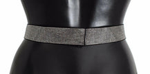 Dolce & Gabbana Black Silk Clear Crystal Bow Waist Belt - GENUINE AUTHENTIC BRAND LLC  