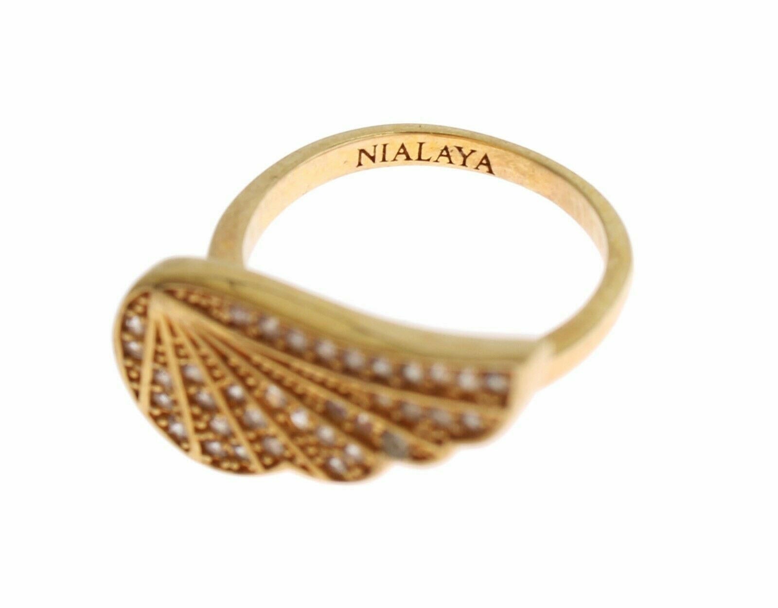 Nialaya Womens Clear CZ Gold 925 Silver Authentic Ring - GENUINE AUTHENTIC BRAND LLC  