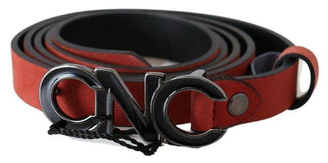 Costume National Red Black Leather Black Logo Buckle Blood Belt Costume National GENUINE AUTHENTIC BRAND LLC