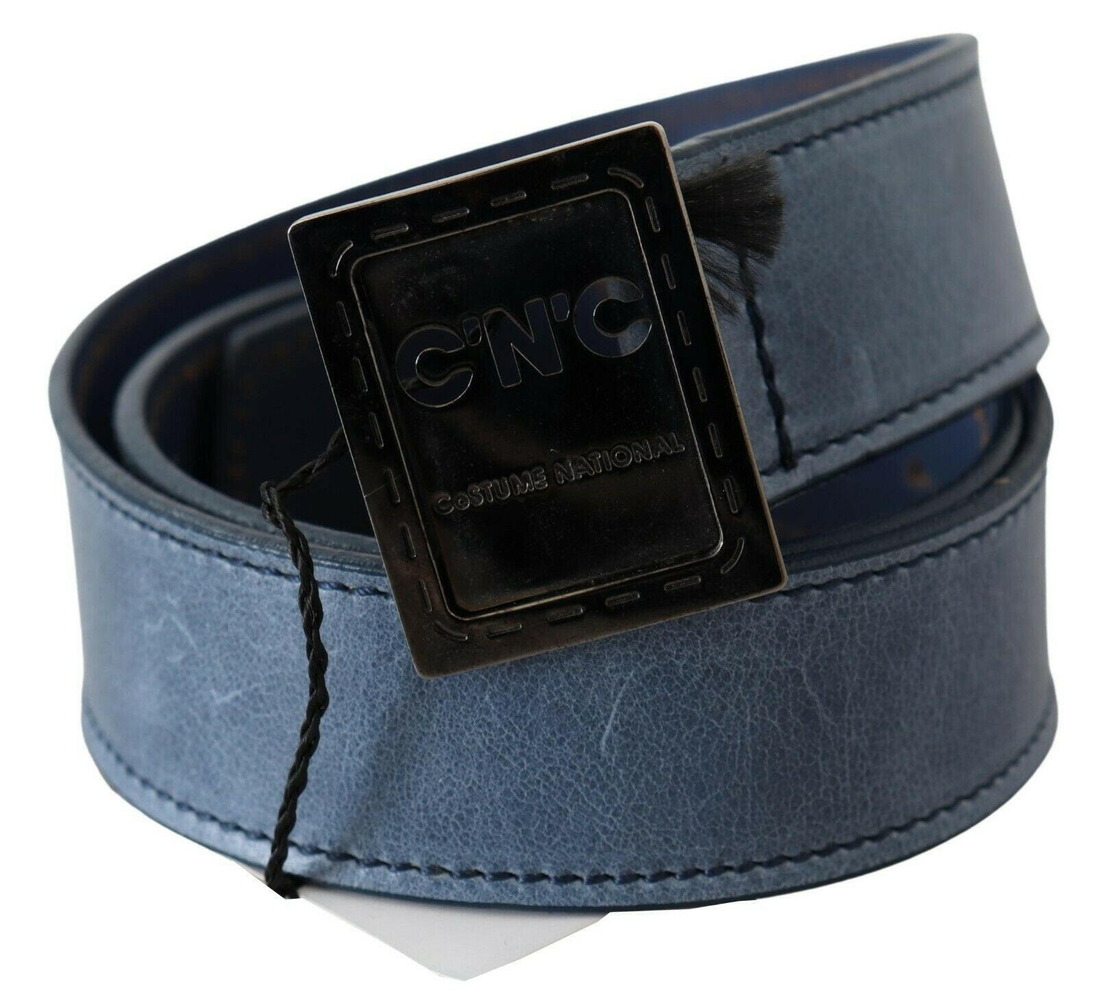 Costume National Blue Normal Leather Logo Buckle Belt - GENUINE AUTHENTIC BRAND LLC  