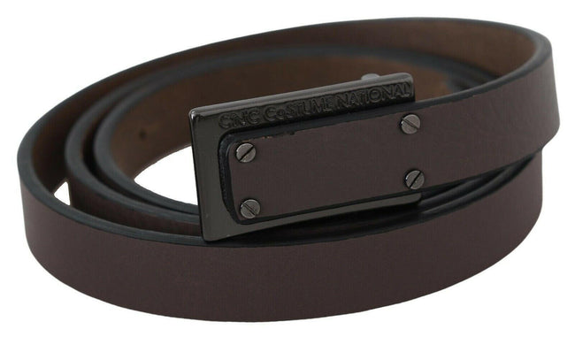 Costume National Brown Leather Tactical Logo Screw Buckle Belt - GENUINE AUTHENTIC BRAND LLC  