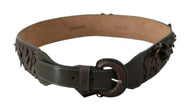Ermanno Scervino Dark Brown Leather Round Buckle Waist Belt - GENUINE AUTHENTIC BRAND LLC  