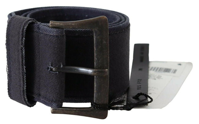 Ermanno Scervino Black Navy Blue Wide Square Rustic Buckle Belt - GENUINE AUTHENTIC BRAND LLC  