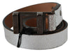 Costume National Brown Metallic Silver Leather Belt - GENUINE AUTHENTIC BRAND LLC  