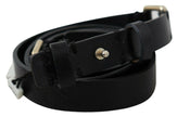 GF Ferre Black Solid Genuine Leather Waist Fashion Belt - GENUINE AUTHENTIC BRAND LLC  