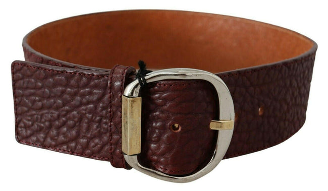 GF Ferre Bordeaux Wide Leather Waist Gold Silver Belt - GENUINE AUTHENTIC BRAND LLC  
