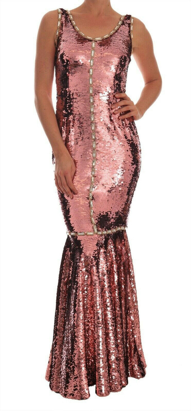 Dolce & Gabbana Pink Sequined Sheath Crystal Dress Gown - GENUINE AUTHENTIC BRAND LLC  
