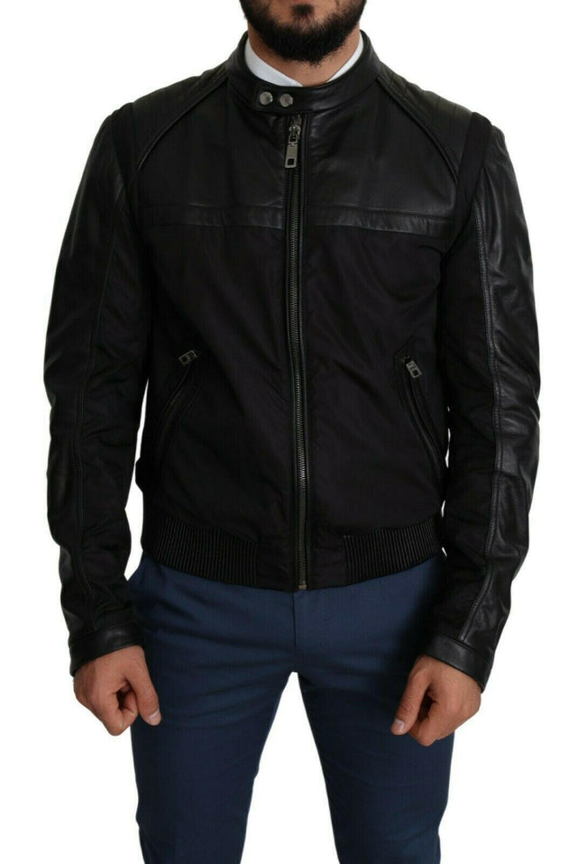 Dolce & Gabbana Black Nylon Full Zip Men Bomber Coat Jacket - GENUINE AUTHENTIC BRAND LLC  