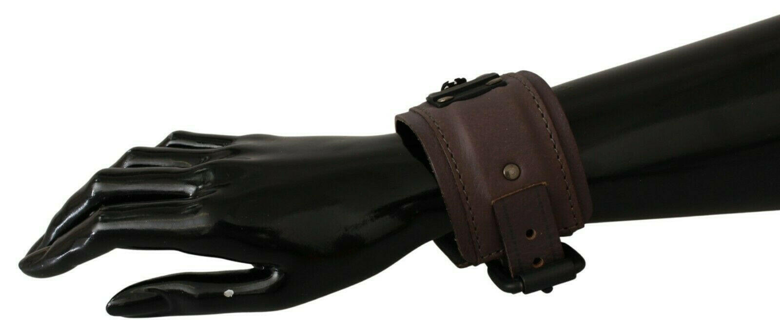 Scervino Street Brown Leather Branded Wide Buckle Closure Bracelet - GENUINE AUTHENTIC BRAND LLC  