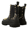Dolce & Gabbana Black Leather Studded Combat Boots - GENUINE AUTHENTIC BRAND LLC  
