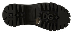 Dolce & Gabbana Black Leather Studded Combat Boots - GENUINE AUTHENTIC BRAND LLC  