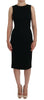 Dolce & Gabbana Black Stretch Crystal Sheath Gown Dress