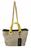 Dolce & Gabbana Beige Gold Chain Strap Shoulder Sling Purse Tote Bag - GENUINE AUTHENTIC BRAND LLC  