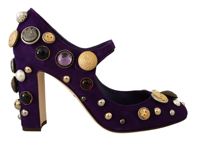 Dolce & Gabbana Purple Suede Embellished Pump Mary Jane Shoes - GENUINE AUTHENTIC BRAND LLC  