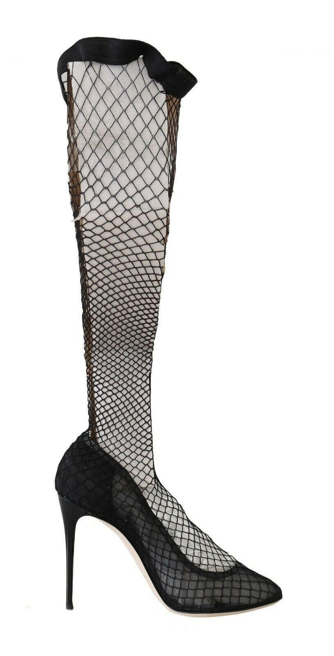 Dolce & Gabbana Black Netted Sock Heels Pumps Shoes - GENUINE AUTHENTIC BRAND LLC  