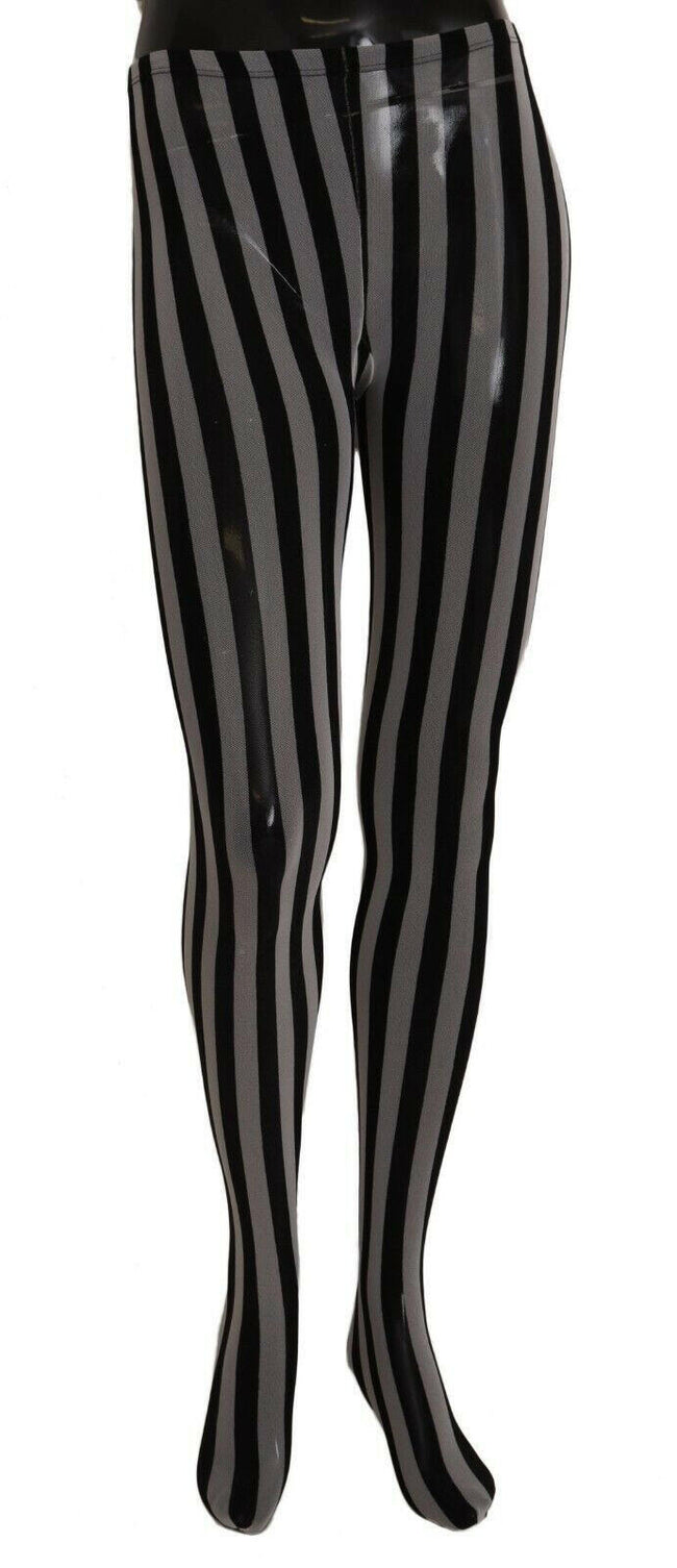 Dolce & Gabbana Black White Striped Tights Stockings - GENUINE AUTHENTIC BRAND LLC  