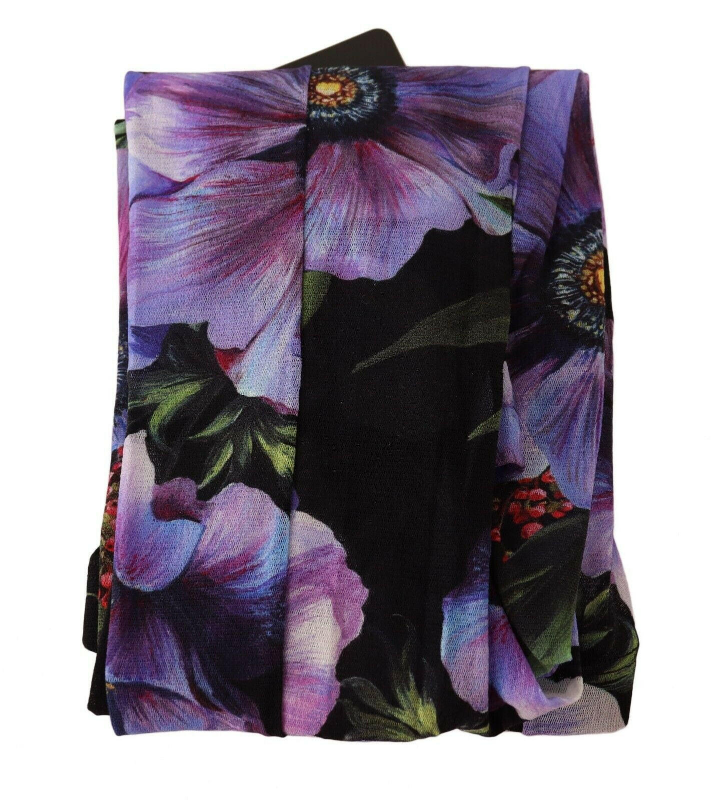 Dolce & Gabbana Black Floral Print Tights Nylon Stockings - GENUINE AUTHENTIC BRAND LLC  