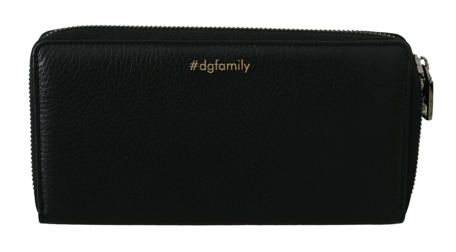 Dolce & Gabbana Black Leather #DGFAMILY Zipper Continental Mens Wallet - GENUINE AUTHENTIC BRAND LLC  