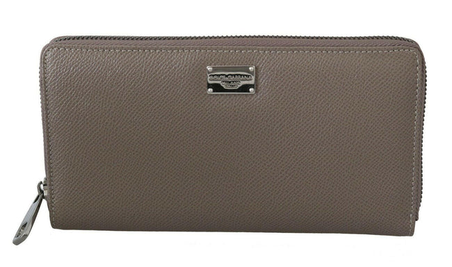 Dolce & Gabbana Beige Leather Zipper Continental Bill Card Coin Wallet - GENUINE AUTHENTIC BRAND LLC  