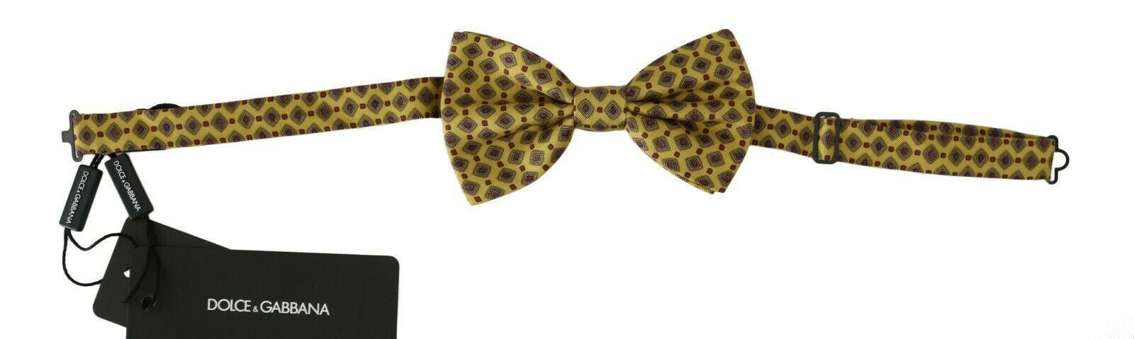 Dolce & Gabbana Yellow Pattern Silk Adjustable Neck Tie - GENUINE AUTHENTIC BRAND LLC  