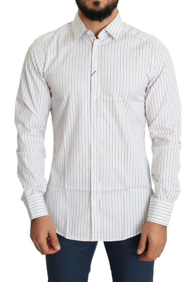 Dolce & Gabbana White Striped Formal MARTINI Shirt - GENUINE AUTHENTIC BRAND LLC  