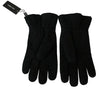 Dolce & Gabbana Elegant Black Leather Biker Gloves.