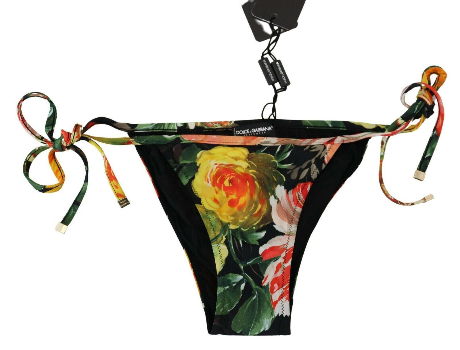 Dolce & Gabbana Black Floral Beachwear Swimsuit Bottom Bikini - GENUINE AUTHENTIC BRAND LLC  
