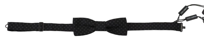 Dolce & Gabbana Black Pattern Silk Adjustable Neck Papillon Bow Tie - GENUINE AUTHENTIC BRAND LLC  
