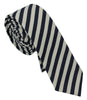 Denny Rose White Blue Striped Classic Adjustable Men Silk Tie - GENUINE AUTHENTIC BRAND LLC  