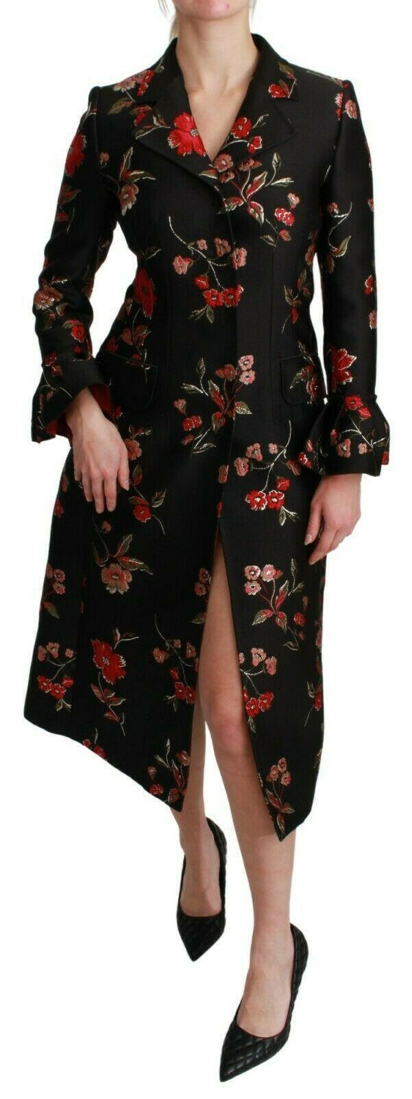 Dolce & Gabbana Black Floral Embroidered Jacket Coat - GENUINE AUTHENTIC BRAND LLC  