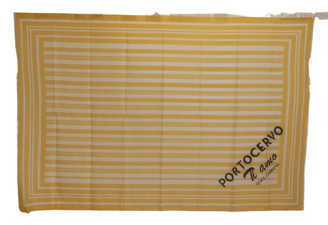 Dolce & Gabbana Yellow White Striped Portocervo Shawl Scarf - GENUINE AUTHENTIC BRAND LLC  
