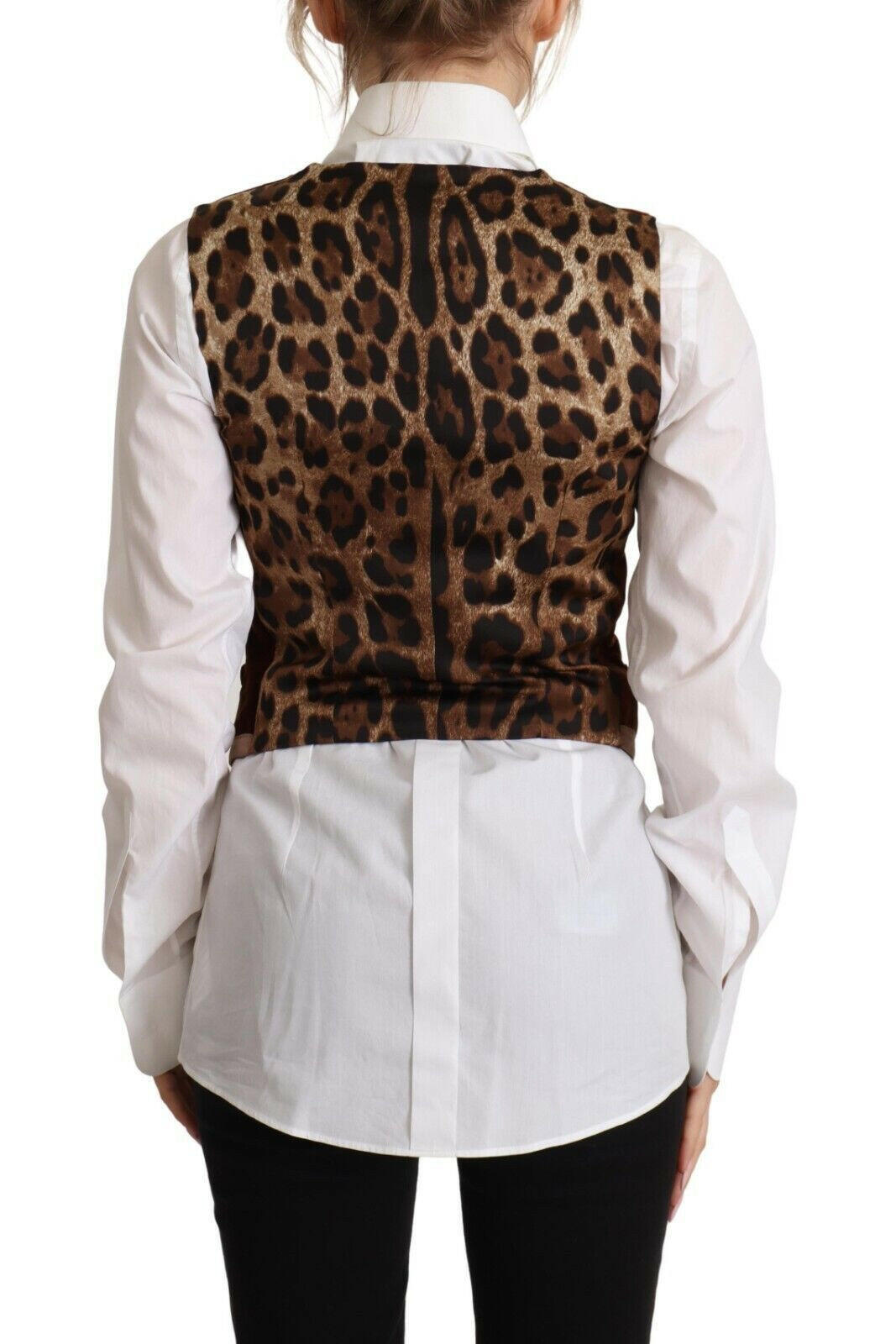 Dolce & Gabbana Brown Corduroy Leopard V-neck Sleeveless Vest Top - GENUINE AUTHENTIC BRAND LLC  