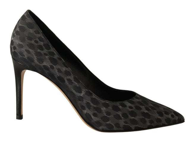 Sofia Black Leopard Leather Stiletto High Heels Pumps Shoes - GENUINE AUTHENTIC BRAND LLC  