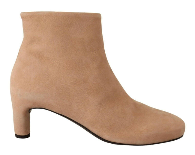 DEL CARLO Beige Suede Leather Mid Heels Pumps Boots Shoes - GENUINE AUTHENTIC BRAND LLC  