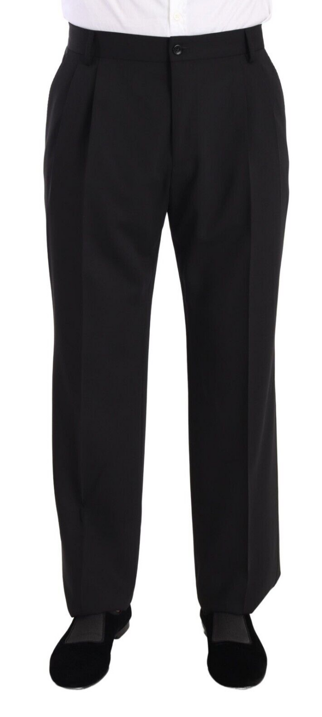 Dolce & Gabbana Black Wool Formal Tuxedo Trouser Dress Pants - GENUINE AUTHENTIC BRAND LLC  