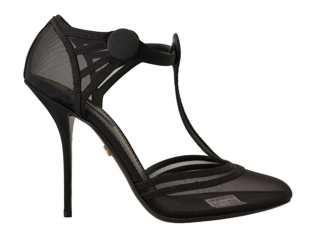 Dolce & Gabbana Black Mesh T-strap Stiletto Heels Pumps Shoes - GENUINE AUTHENTIC BRAND LLC  