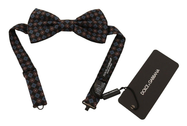 Dolce & Gabbana Black Patterned Silk Adjustable Neck Papillon Bow Tie - GENUINE AUTHENTIC BRAND LLC  