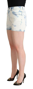 Dolce & Gabbana White Blue Dye Cotton Mid Waist Denim Shorts - GENUINE AUTHENTIC BRAND LLC  