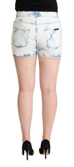 Dolce & Gabbana White Blue Dye Cotton Mid Waist Denim Shorts - GENUINE AUTHENTIC BRAND LLC  