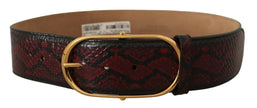 Dolce & Gabbana Red Exotic Leather Gold Oval Buckle Belt - GENUINE AUTHENTIC BRAND LLC  