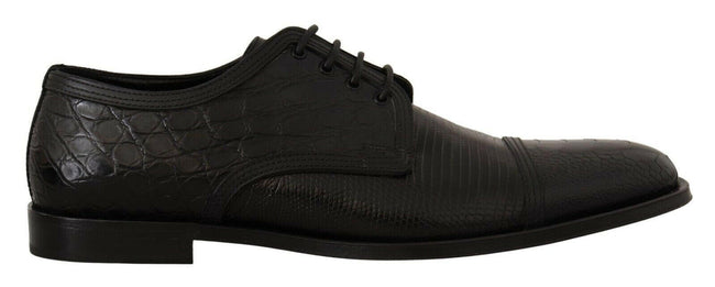 Dolce & Gabbana Black Exotic Leather Lace Up Formal Derby Shoes - GENUINE AUTHENTIC BRAND LLC  