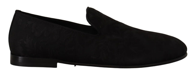 Dolce & Gabbana Black Jacquard Slippers Flats Loafers Shoes - GENUINE AUTHENTIC BRAND LLC  
