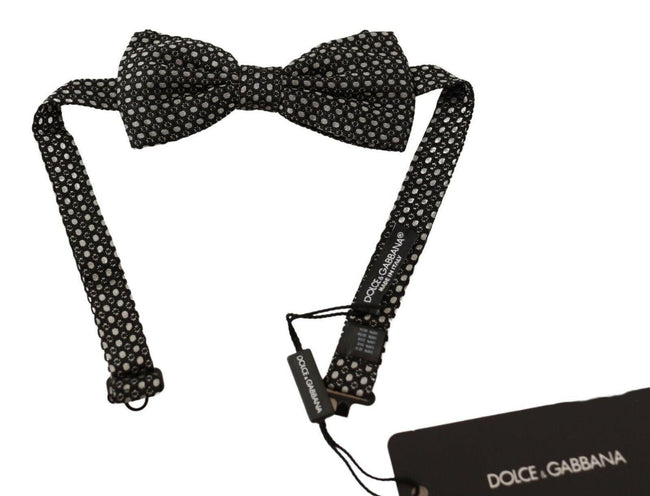 Dolce & Gabbana Black Patterned Adjustable Neck Papillon Bow Tie - GENUINE AUTHENTIC BRAND LLC  