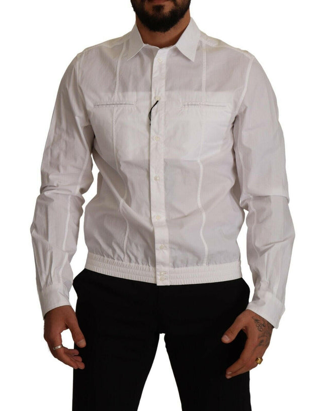 Dolce & Gabbana White Cotton Button Down Men Collared Shirt - GENUINE AUTHENTIC BRAND LLC  