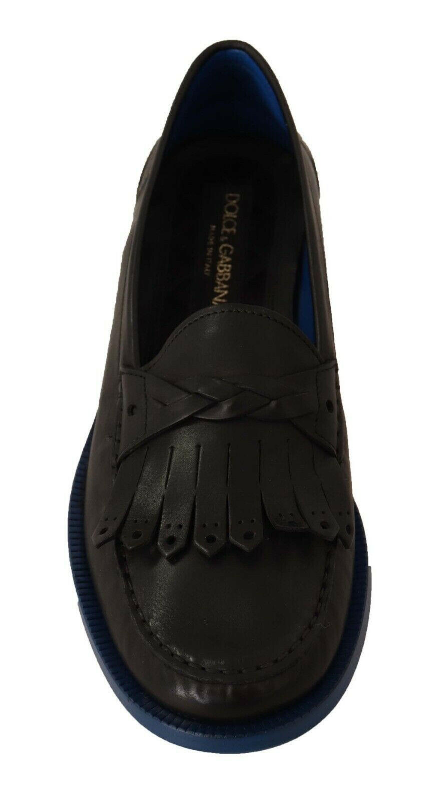 Dolce & Gabbana Black Leather Tassel Slip On Loafers Shoes - GENUINE AUTHENTIC BRAND LLC  
