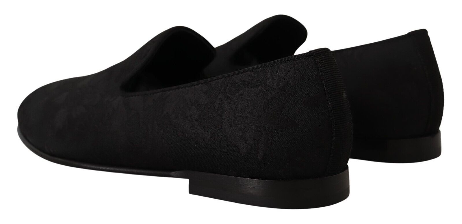 Dolce & Gabbana Black Jacquard Slippers Flats Loafers Shoes - GENUINE AUTHENTIC BRAND LLC  